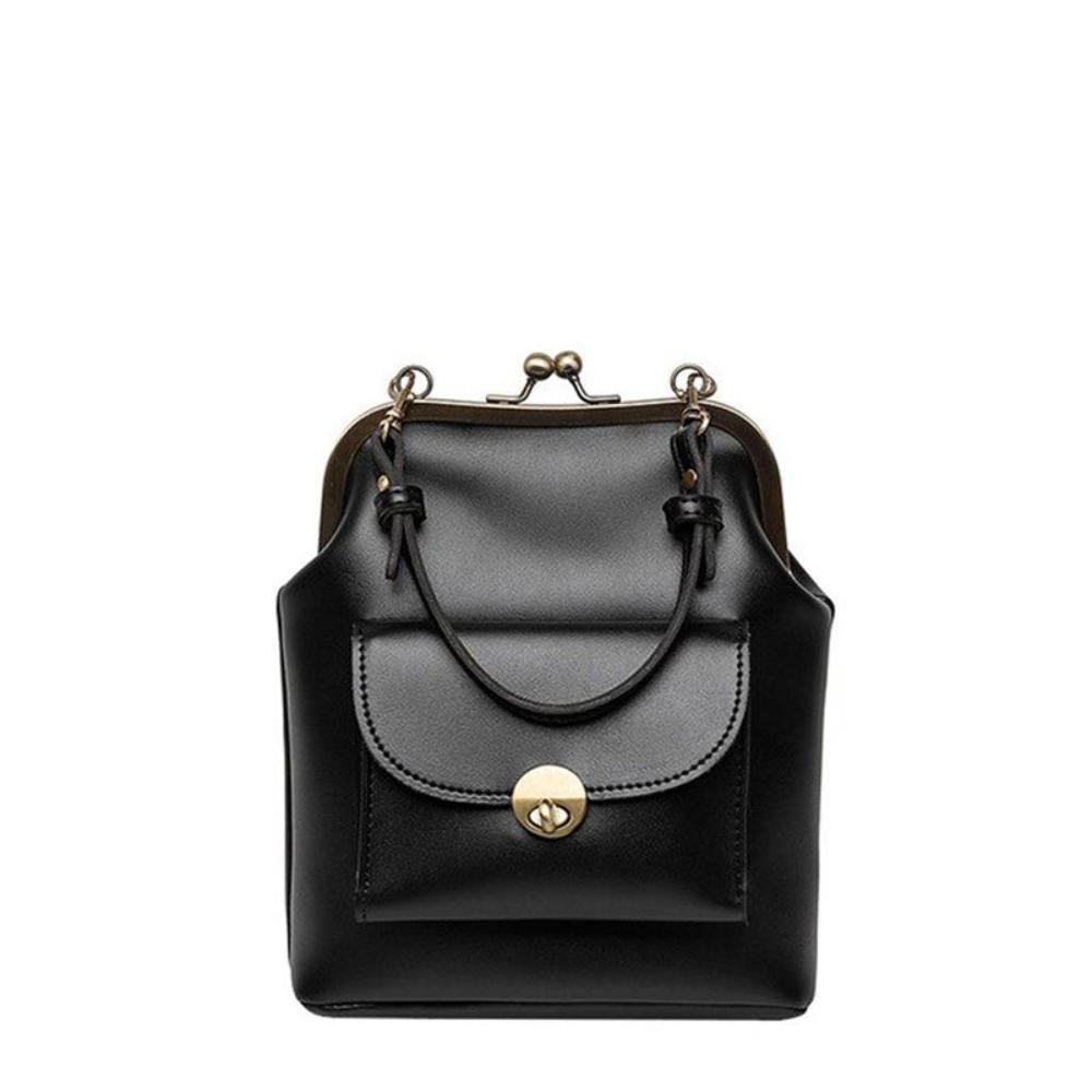 Vintage Kiss-Lock Pouch Bag shown in full-grain leather